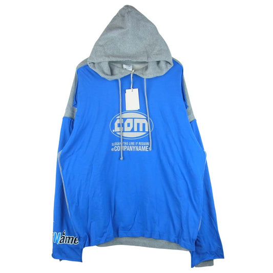 VETEMENTS ヴェトモン 19SS MSS197098 Pached Plain Hoddie レイヤード ドッキング プルオーバー パーカー ブルー系 グレー系 XL【新古品】【未使用】【中古】