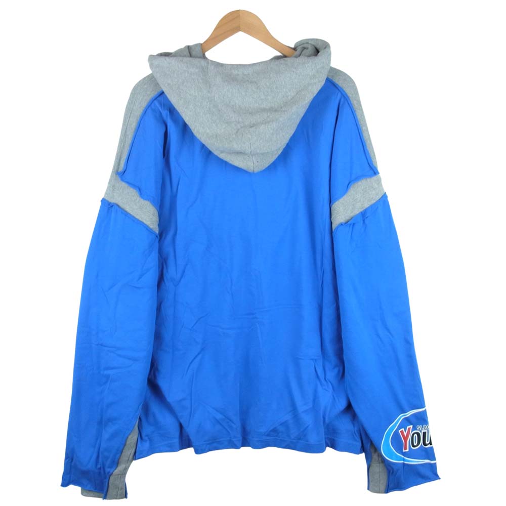 VETEMENTS ヴェトモン 19SS MSS197098 Pached Plain Hoddie レイヤード ドッキング プルオーバー パーカー ブルー系 グレー系 XL【新古品】【未使用】【中古】