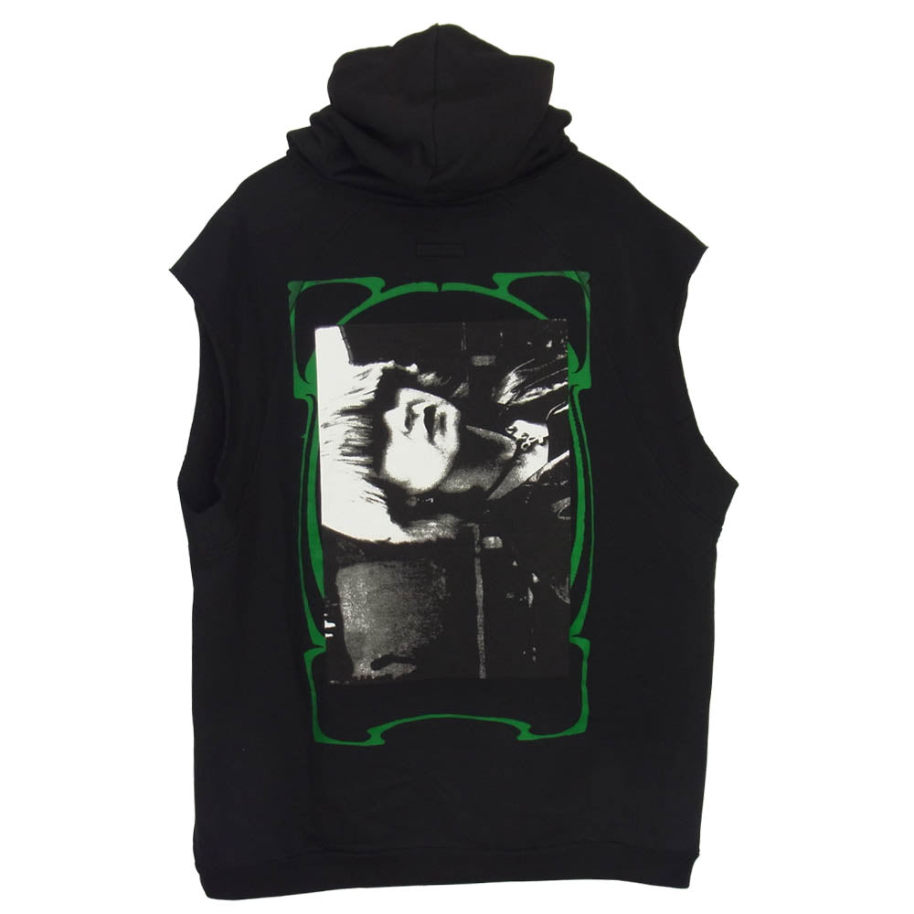 RAF SIMONS ラフシモンズ 19SS 191-196-19004-09920 Sleeveless Graphic Hoodie ノースリーブ グラフィック フーディー ブラック系 M【美品】【中古】