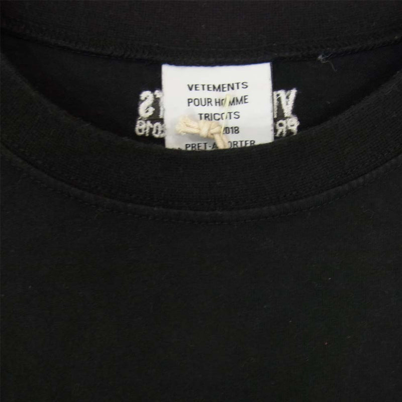 VETEMENTS ヴェトモン 18SS Haute Couture Tee オートクチュール Tシャツ ブラック系 M【新古品】【未使用】【中古】