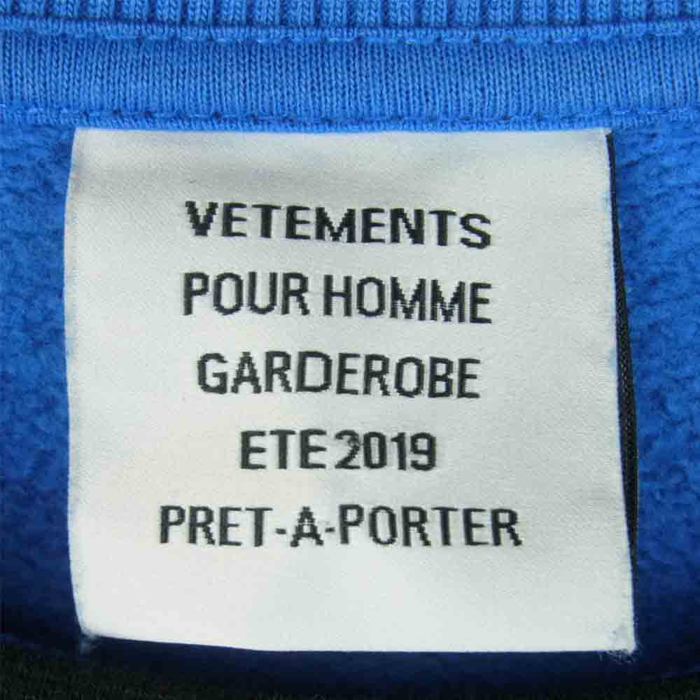 VETEMENTS ヴェトモン 19SS MSS197004 COMPANYNAMENAME レイヤード デザイン スウェット トレーナー ブラック系 ブルー系 XL【新古品】【未使用】【中古】