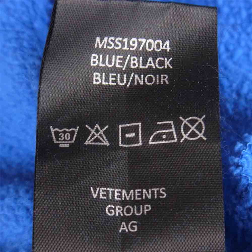 VETEMENTS ヴェトモン 19SS MSS197004 COMPANYNAMENAME レイヤード デザイン スウェット トレーナー ブラック系 ブルー系 XL【新古品】【未使用】【中古】
