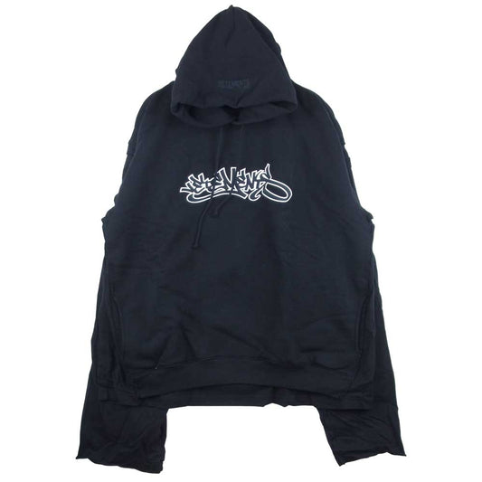 VETEMENTS ヴェトモン 20SS SS20TR184 Patched Long Sleeve Graffiti Logo Hoodie ロングスリーブ フーディ パーカー ブラック系 XL【新古品】【未使用】【中古】