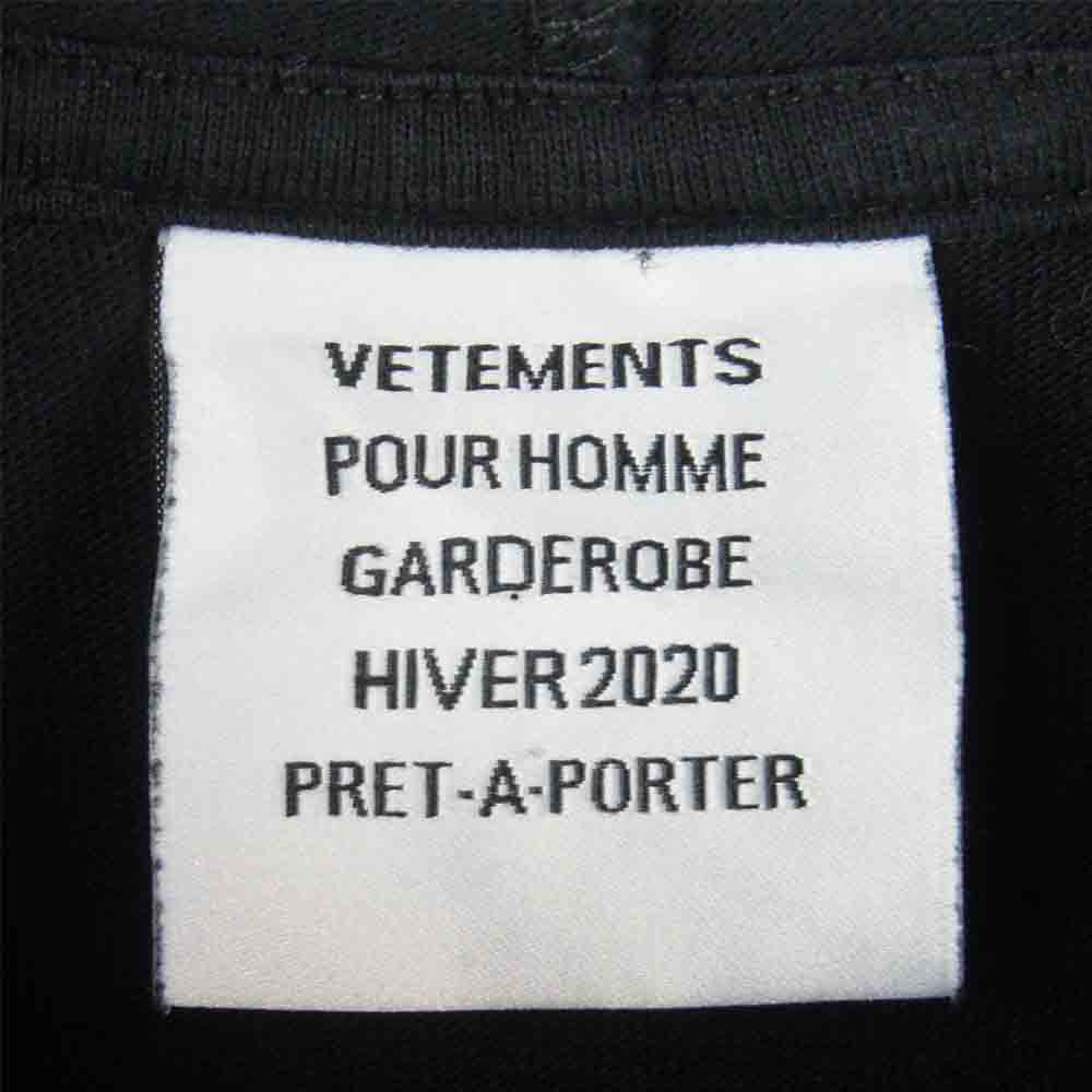 VETEMENTS ヴェトモン 19AW MAH20TR113 THE PRESIDENT プレジデント オーバー ザ トップ カットソー フーディ パーカー ブラック系 XL【新古品】【未使用】【中古】