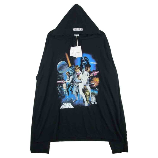 VETEMENTS ヴェトモン 20AW USW21LS018 MOVIE POSTER 1 HOODED LONGSLEEVE カットソー フーディ パーカー ブラック系 XL【新古品】【未使用】【中古】