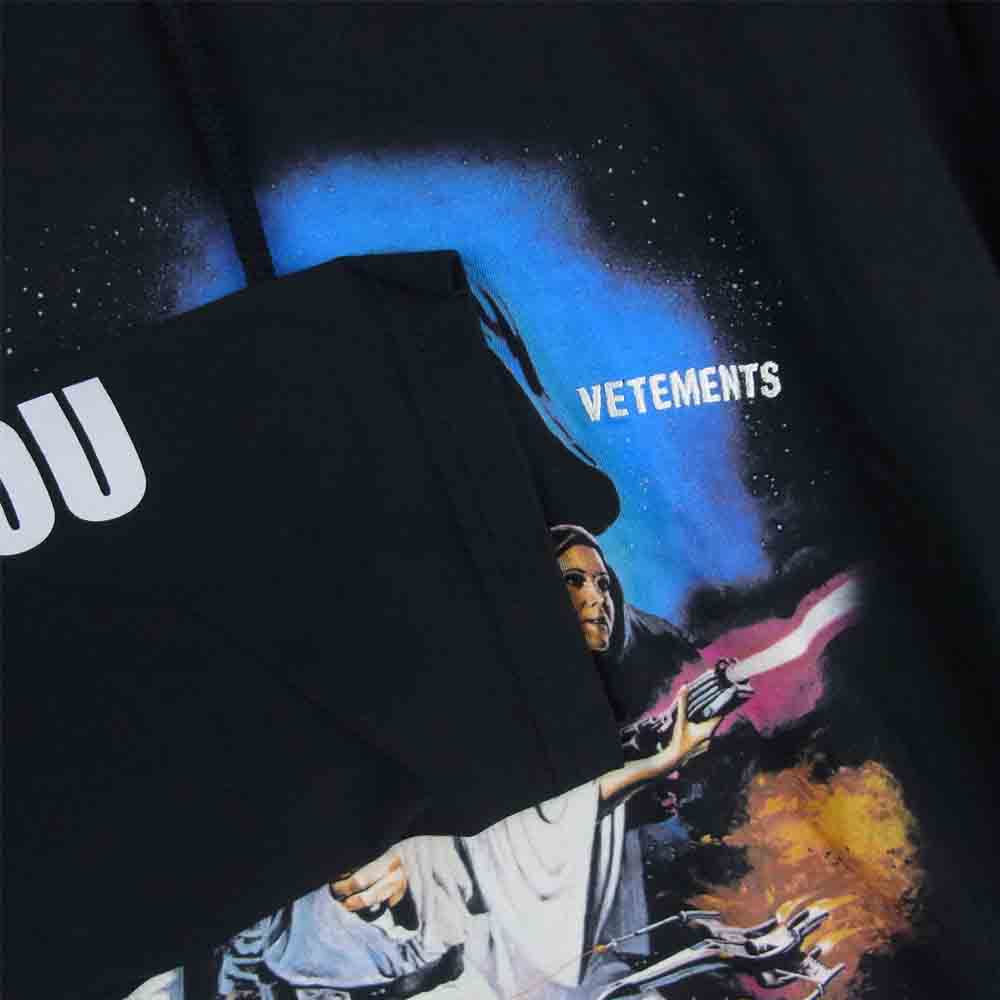 VETEMENTS ヴェトモン 20AW USW21LS018 MOVIE POSTER 1 HOODED LONGSLEEVE カットソー フーディ パーカー ブラック系 XL【新古品】【未使用】【中古】
