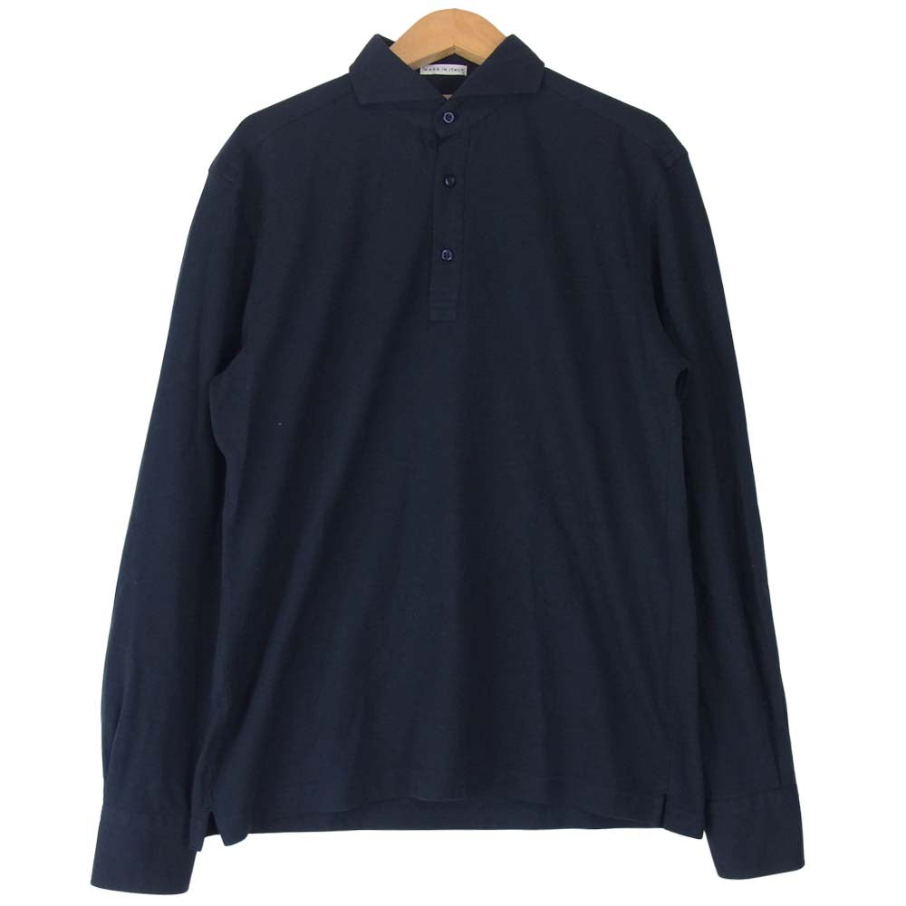 GUY ROVER ギローバー MADE IN ITALY コットン 長袖 ポロシャツ ネイビー系 S【中古】