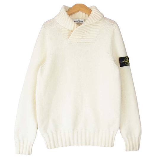STONE ISLAND ストーンアイランド 5915586A2 ショールカラー ウール ニット ホワイト系 M【中古】