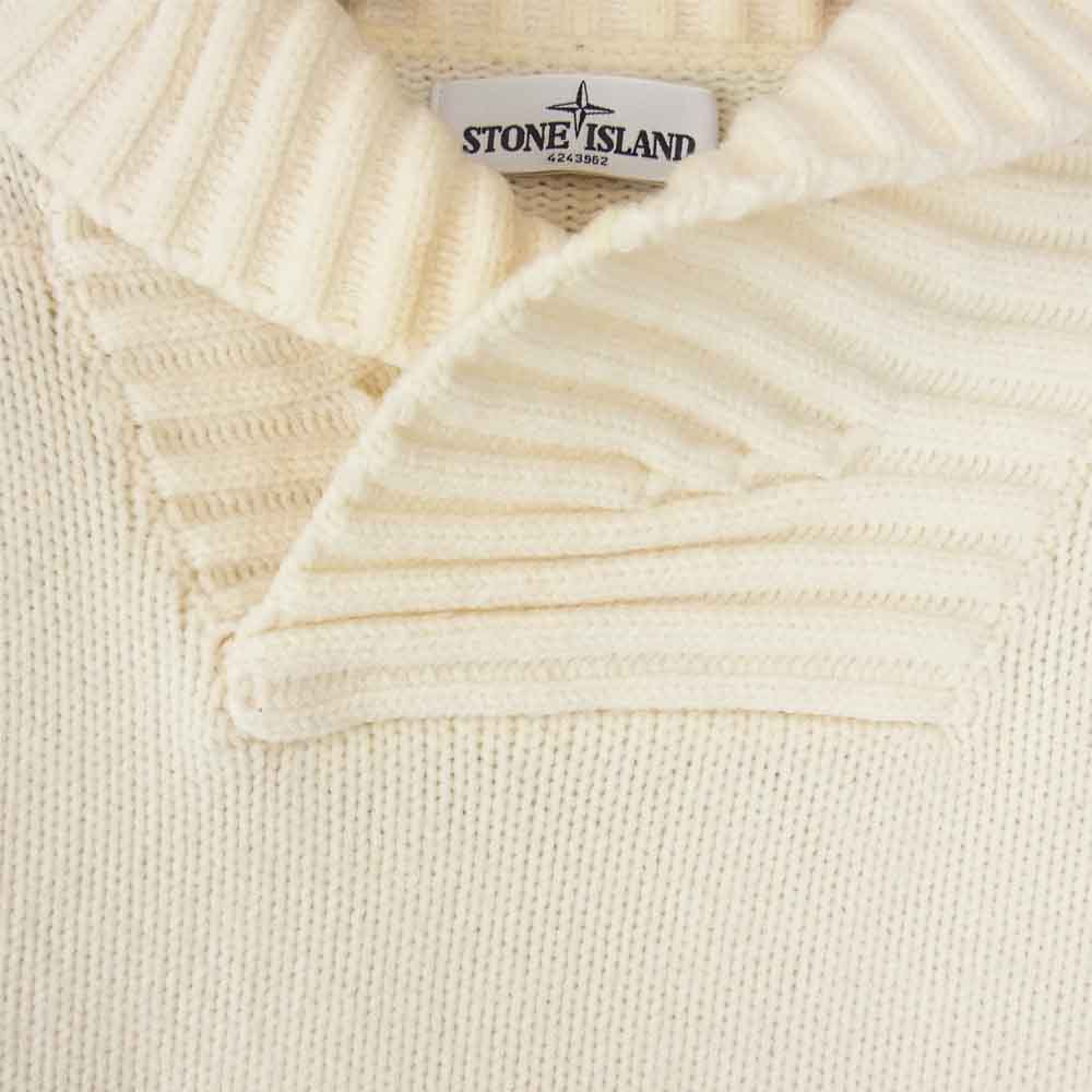 STONE ISLAND ストーンアイランド 5915586A2 ショールカラー ウール ニット ホワイト系 M【中古】