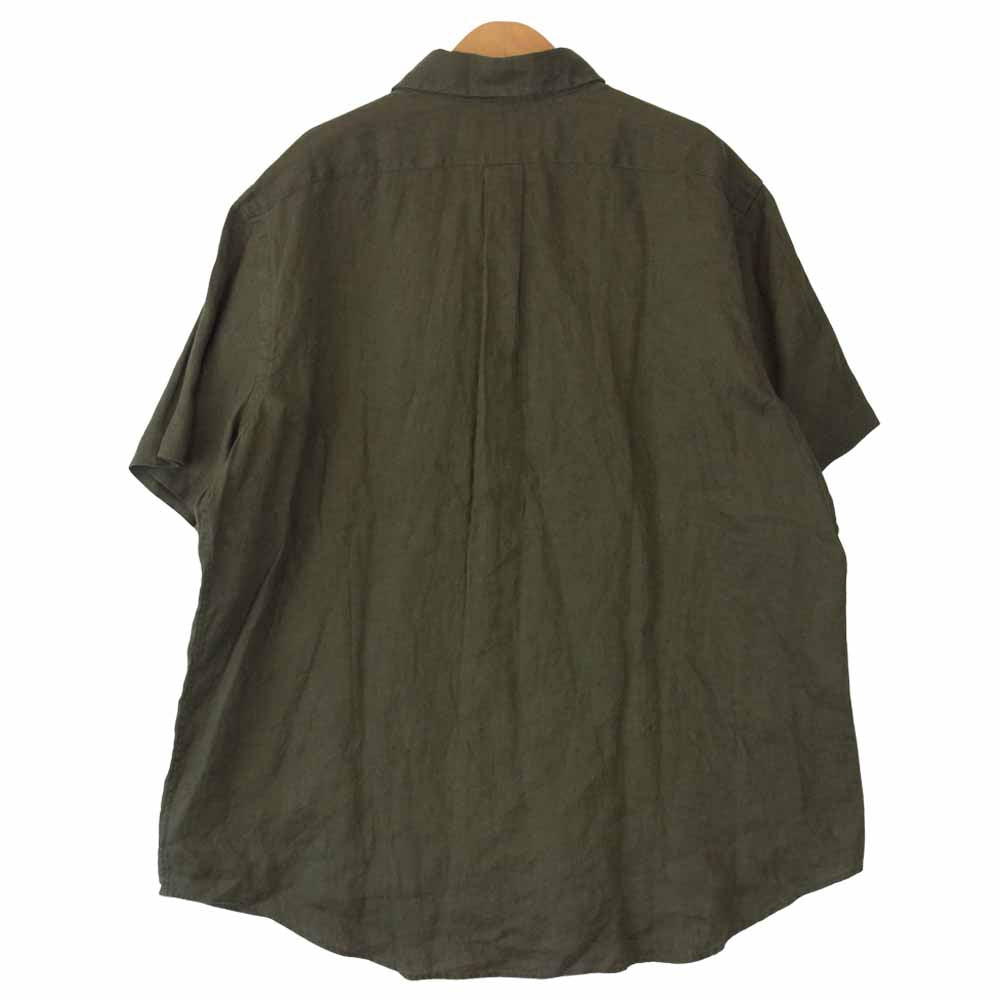 RALPH LAUREN ラルフローレン リネン 半袖 ボタンダウン シャツ カーキ系 XL【中古】