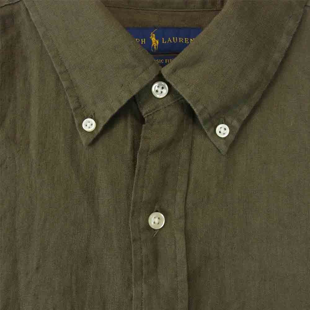 ラルフローレン　メンズSサイズ　麻素材　半袖ボタンシャツ