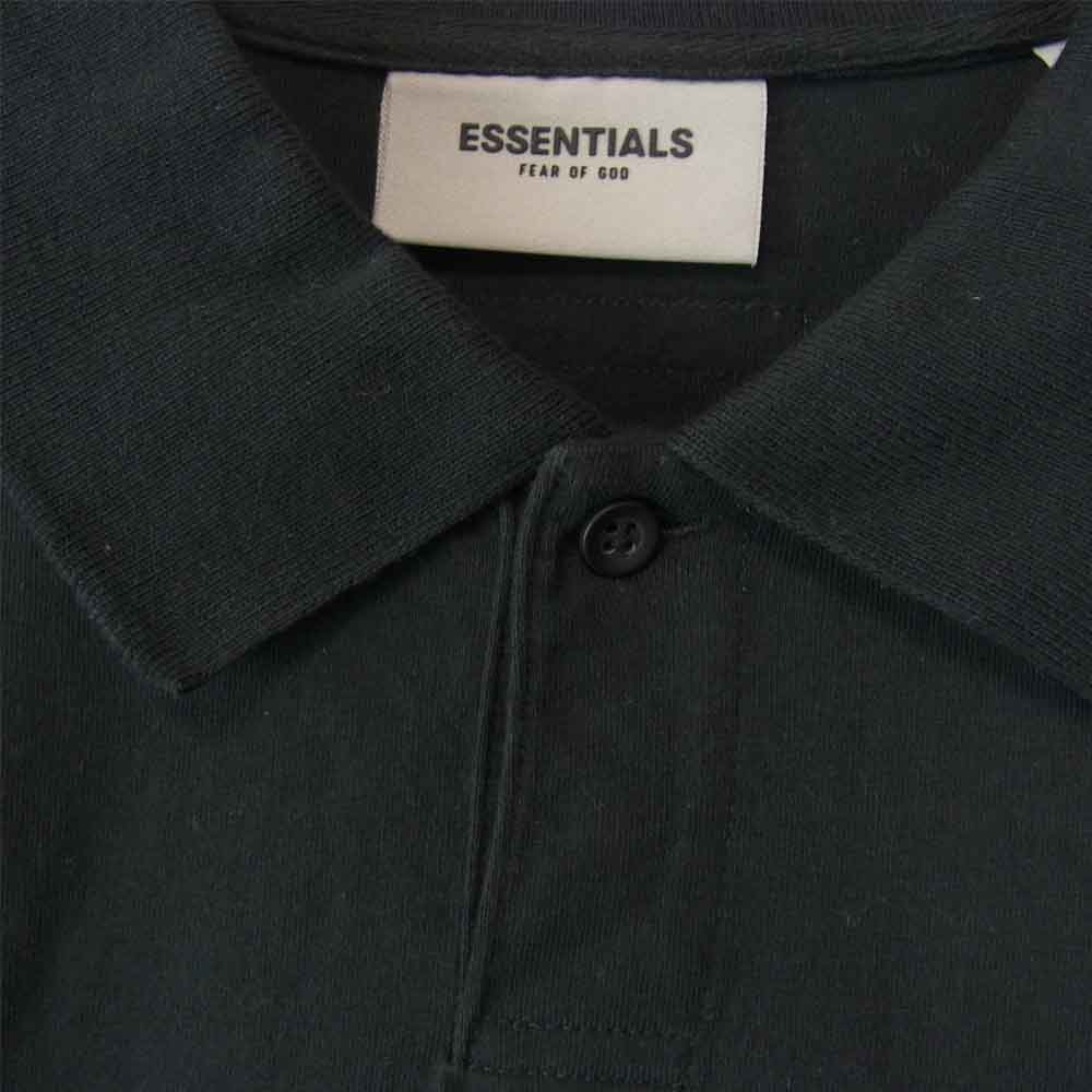 FEAR OF GOD フィアオブゴッド ESSENTIALS Short Sleeve Polo バックロゴプリント 半袖ポロシャツ ブラック系 L【中古】