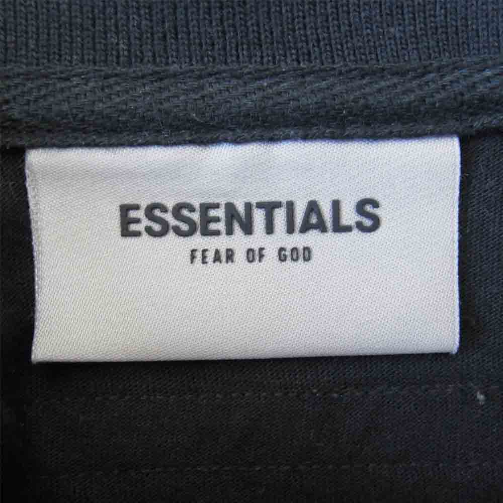 FEAR OF GOD フィアオブゴッド ESSENTIALS Short Sleeve Polo バックロゴプリント 半袖ポロシャツ ブラック系 L【中古】