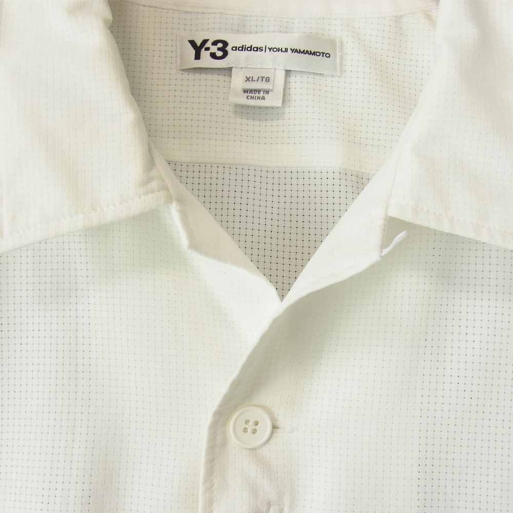 Yohji Yamamoto ヨウジヤマモト Y-3 ワイスリー FS4489 Swim Resort Shirt ロゴプリント スイム リゾート 半袖 オープンカラー シャツ ホワイト系 XL【中古】