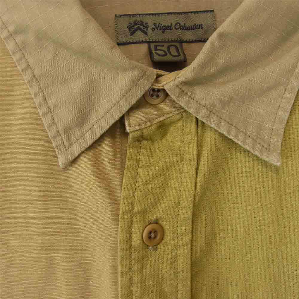 Nigel Cabourn ナイジェルケーボン 8040-00-11004 DESERT ARMY SHIRT デザート アーミー シャツ S/S カーキ系 50【中古】