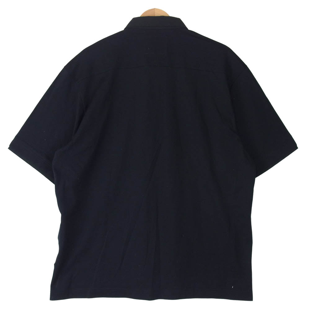 Sacai サカイ 21SS 21-02517M Cotton Jersey Polo Shirt Sロゴ 刺繍 半袖 ポロシャツ ブラック系 ダークネイビー系 4【中古】