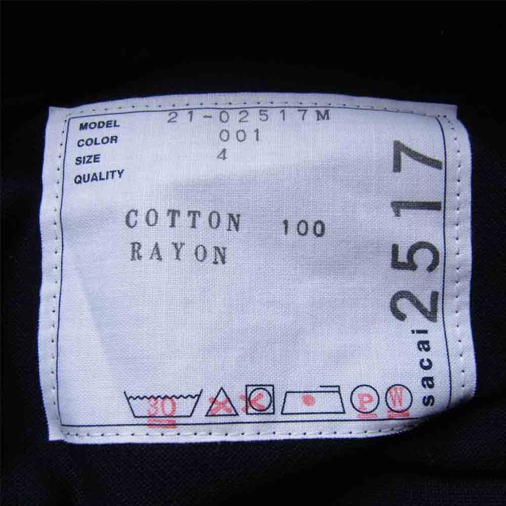 Sacai サカイ 21SS 21-02517M Cotton Jersey Polo Shirt Sロゴ 刺繍 半袖 ポロシャツ ブラック系 ダークネイビー系 4【中古】