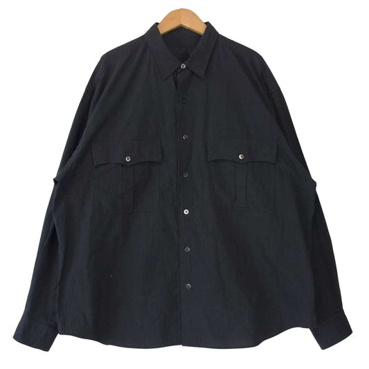 PORTER CLASSIC ポータークラシック ROLL UP STRIPE SHIRT ロールアップ ストライプ シャツ グレー系 L【美品】【中古】