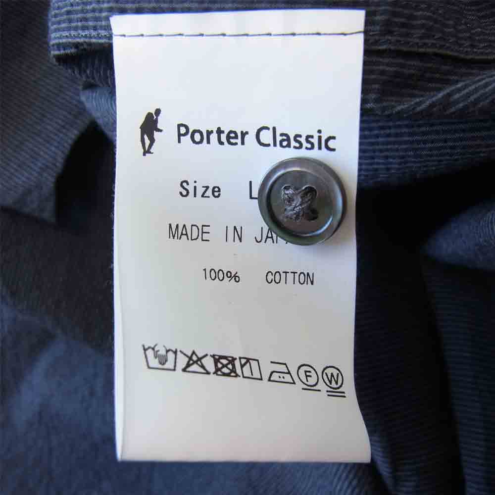 PORTER CLASSIC ポータークラシック ROLL UP STRIPE SHIRT ロールアップ ストライプ シャツ グレー系 L【美品】【中古】
