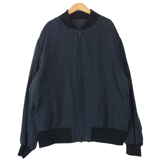 Yohji Yamamoto ヨウジヤマモト Y-3 ワイスリー GV6045 Black Sanded Cupro Bomber Jacket バックロゴ キュプラ ボンバージャケット ブラック系 ダークネイビー系 XL【美品】【中古】
