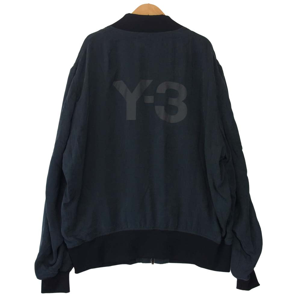 Yohji Yamamoto ヨウジヤマモト Y-3 ワイスリー GV6045 Black Sanded Cupro Bomber Jacket バックロゴ キュプラ ボンバージャケット ブラック系 ダークネイビー系 XL【美品】【中古】