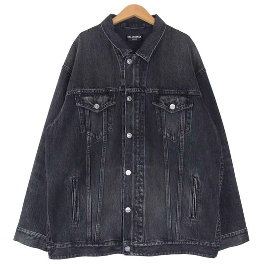 BALENCIAGA バレンシアガ 657602 TBP47 Grey Denim Oversized Zip-Up Jacket オーバーサイズ ジップアップ デニムジャケット グレー系 S【中古】