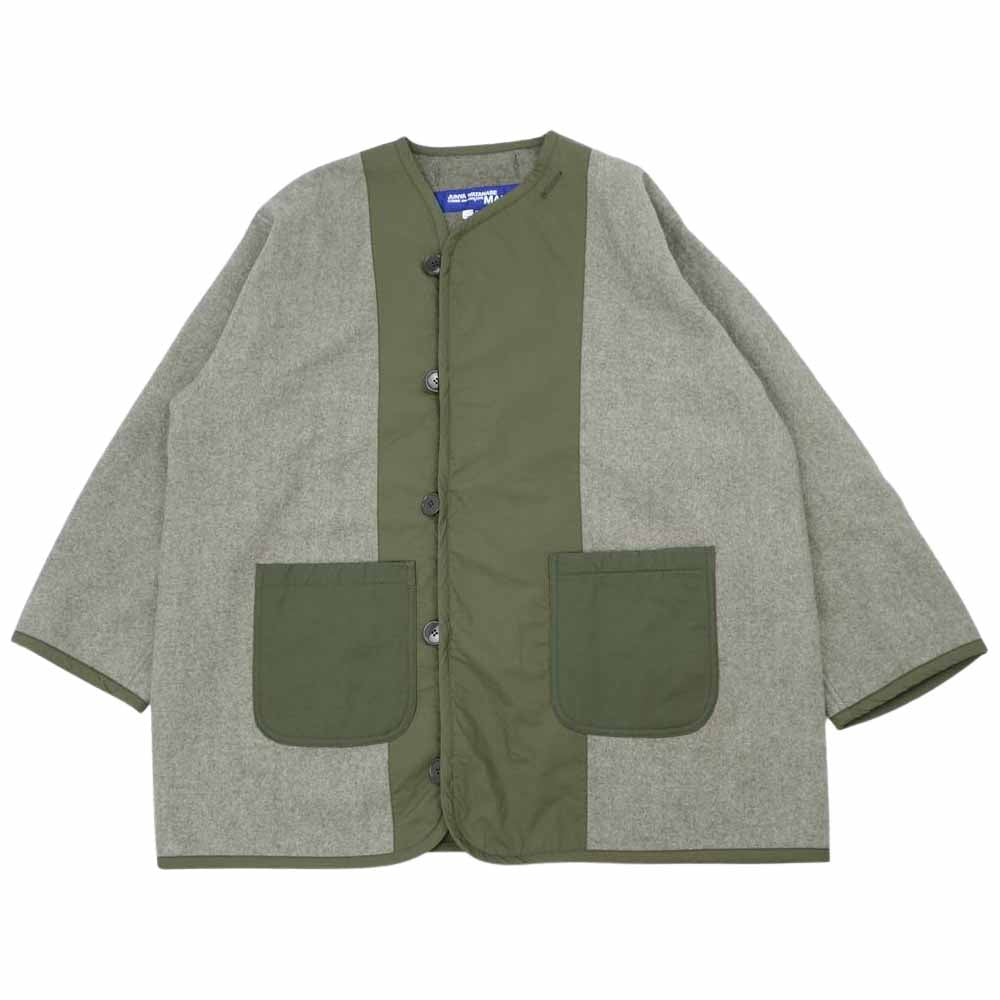 JUNYA WATANABE COMME des GARCONS MAN ジュンヤワタナベコムデギャルソンマン 21AW WH-C027 ウールツイル縮絨 × 綿エステルタイプライター ノーカラー ジャケット カーキ系 オリーブ系 M【極上美品】【中古】
