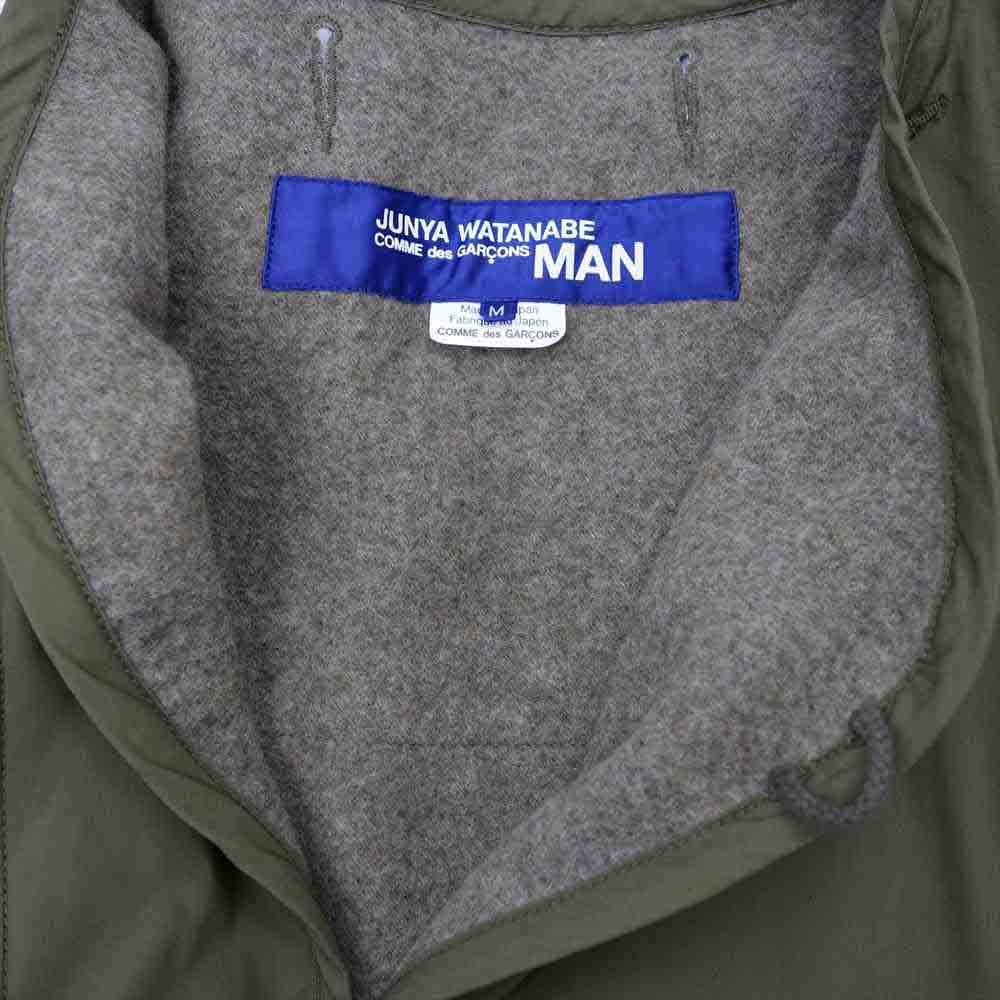JUNYA WATANABE COMME des GARCONS MAN ジュンヤワタナベコムデギャルソンマン 21AW WH-C027 ウールツイル縮絨 × 綿エステルタイプライター ノーカラー ジャケット カーキ系 オリーブ系 M【極上美品】【中古】