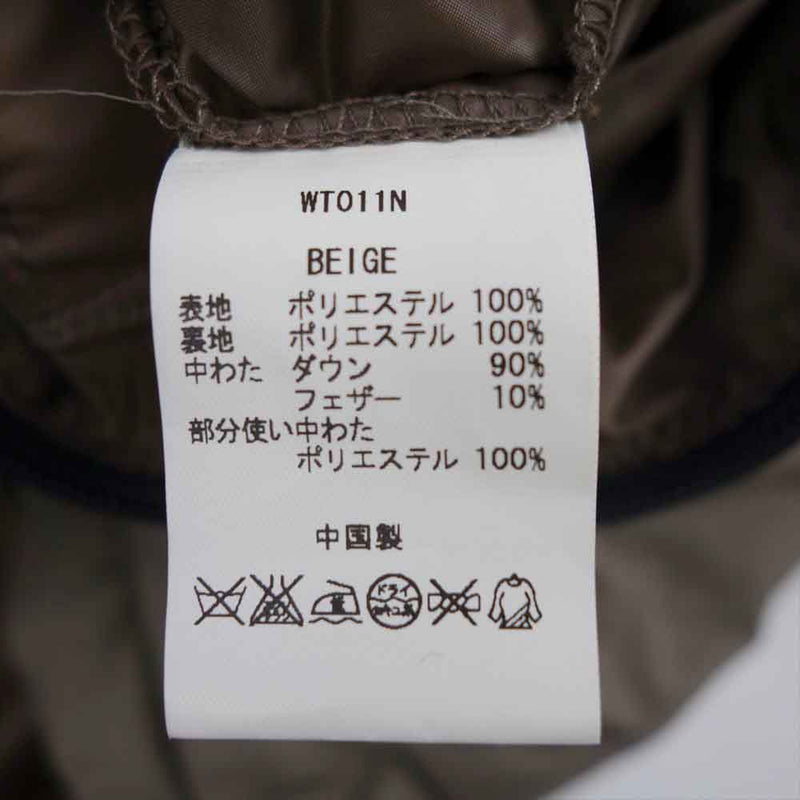 WILDTHINGS ワイルドシングス WT011N WT  WT HOODED DOWN JACKET beige S【中古】