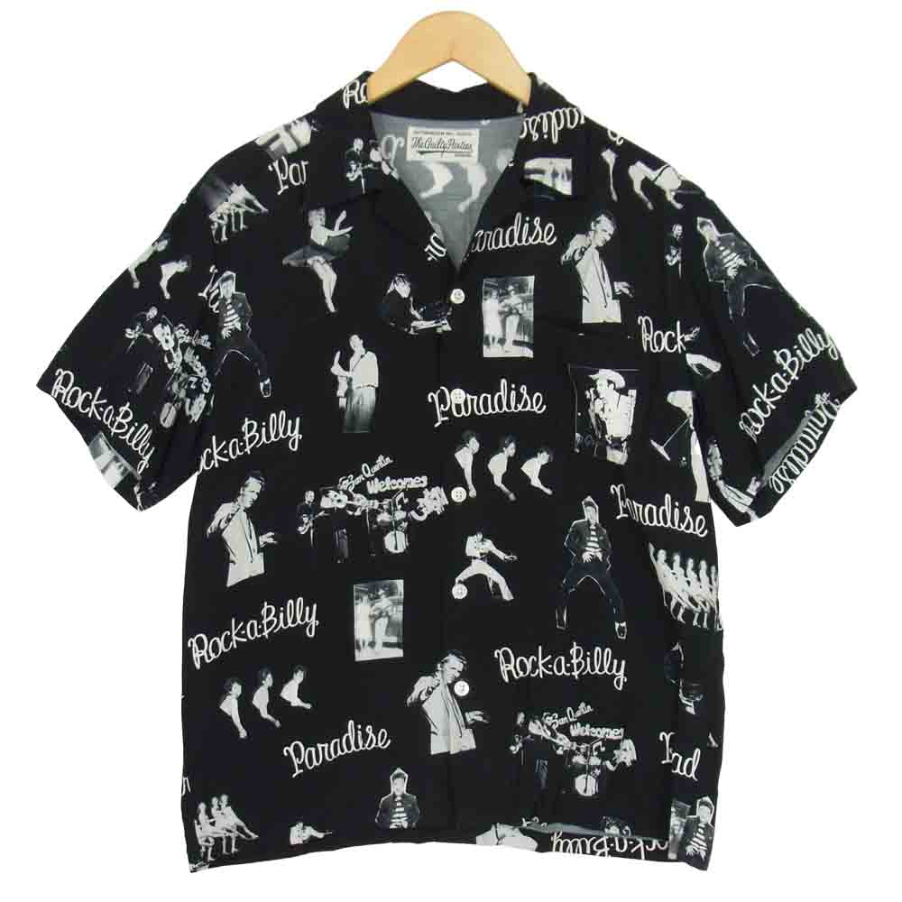 WACKO MARIA ワコマリア 19SS 19SSE-WMS-HI01 ROCKABILLY S/S HAWAIIAN SHIRT ロカビリー ハワイアン レーヨン シャツ ブラック系 L【中古】