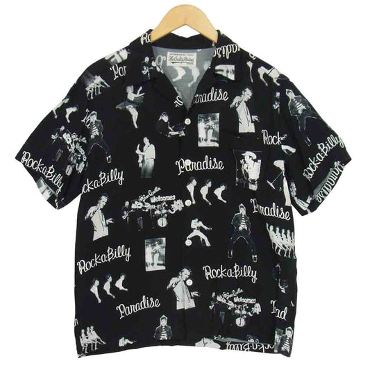 WACKO MARIA ワコマリア 19SS 19SSE-WMS-HI01 ROCKABILLY S/S HAWAIIAN SHIRT ロカビリー ハワイアン レーヨン シャツ ブラック系 L【中古】