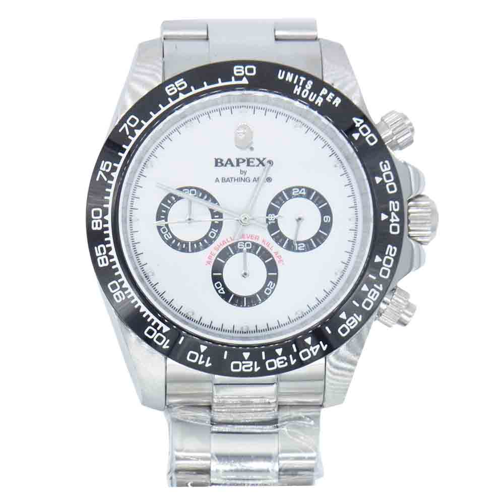 A BATHING APE アベイシングエイプ T004 BAPEX ベイペックス TYPE4  白文字盤 腕時計 シルバー系【新古品】【未使用】【中古】