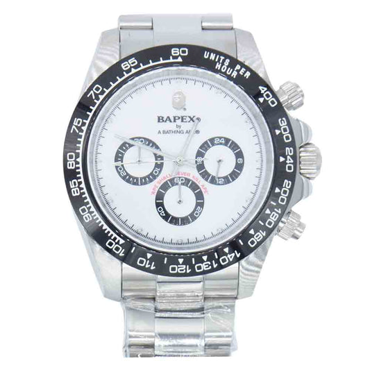 A BATHING APE アベイシングエイプ T004 BAPEX ベイペックス TYPE4  白文字盤 腕時計 シルバー系【新古品】【未使用】【中古】