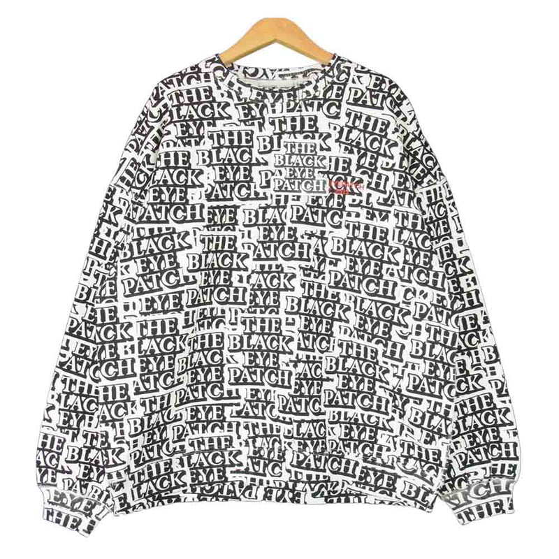 ブラックアイパッチ 20AW BEPFW20TP15 STICKER-COVERED CREW SWEAT ホワイト系 XL【新古品】【未使用】【中古】