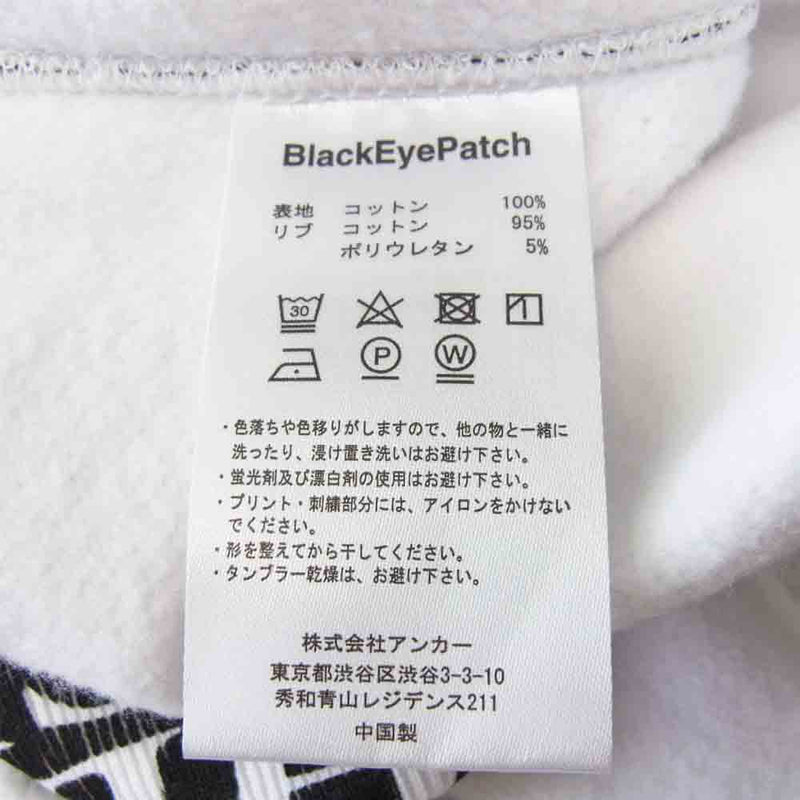 ブラックアイパッチ 20AW BEPFW20TP15 STICKER-COVERED CREW SWEAT ホワイト系 XL【新古品】【未使用】【中古】