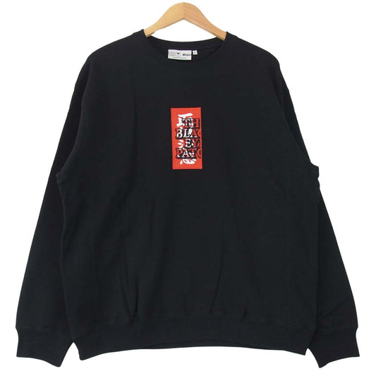 ブラックアイパッチ 21SS BEPSS21TP16 HANDLE WITH CARE CREW SWEAT 取り扱い注意 ロゴ刺繍 ブラック系 XL【新古品】【未使用】【中古】