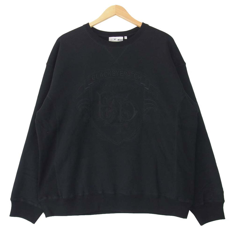 ブラックアイパッチ 20AW BEPPF20TP04 COLLEGE CREW SWEAT カレッジ クルー ブラック系 XL【新古品】【未使用】【中古】