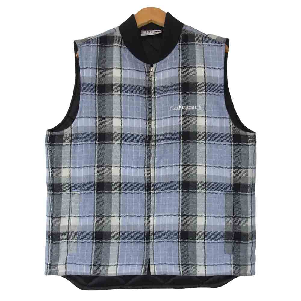 ブラックアイパッチ 21SS BEPSS210T08 CHECKED PUFF VEST チェック 中綿 ブルー系 M【新古品】【未使用】【中古】