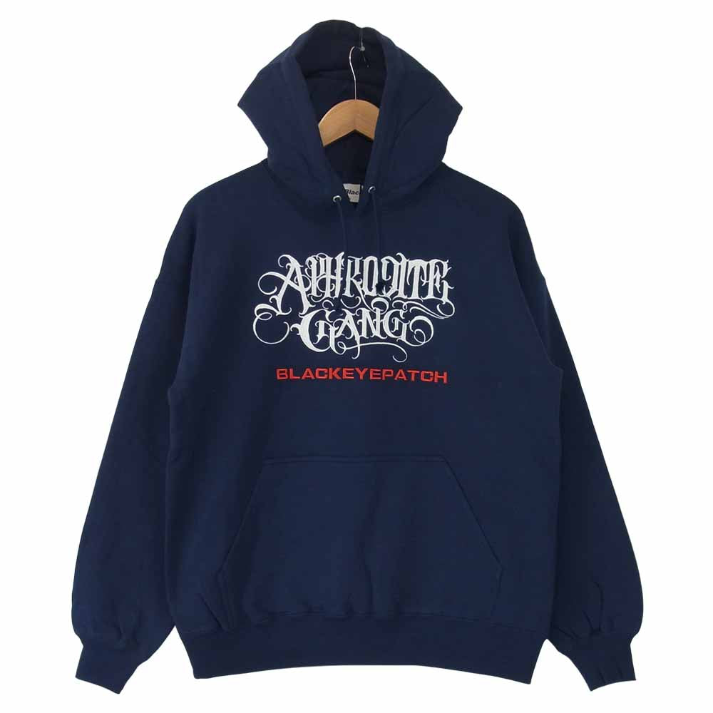 ブラックアイパッチ 21SS BEPSS21EI06 × APHRODITE GANG HOLDINGS HOODIE 舐達磨 ネイビー系 M【新古品】【未使用】【中古】