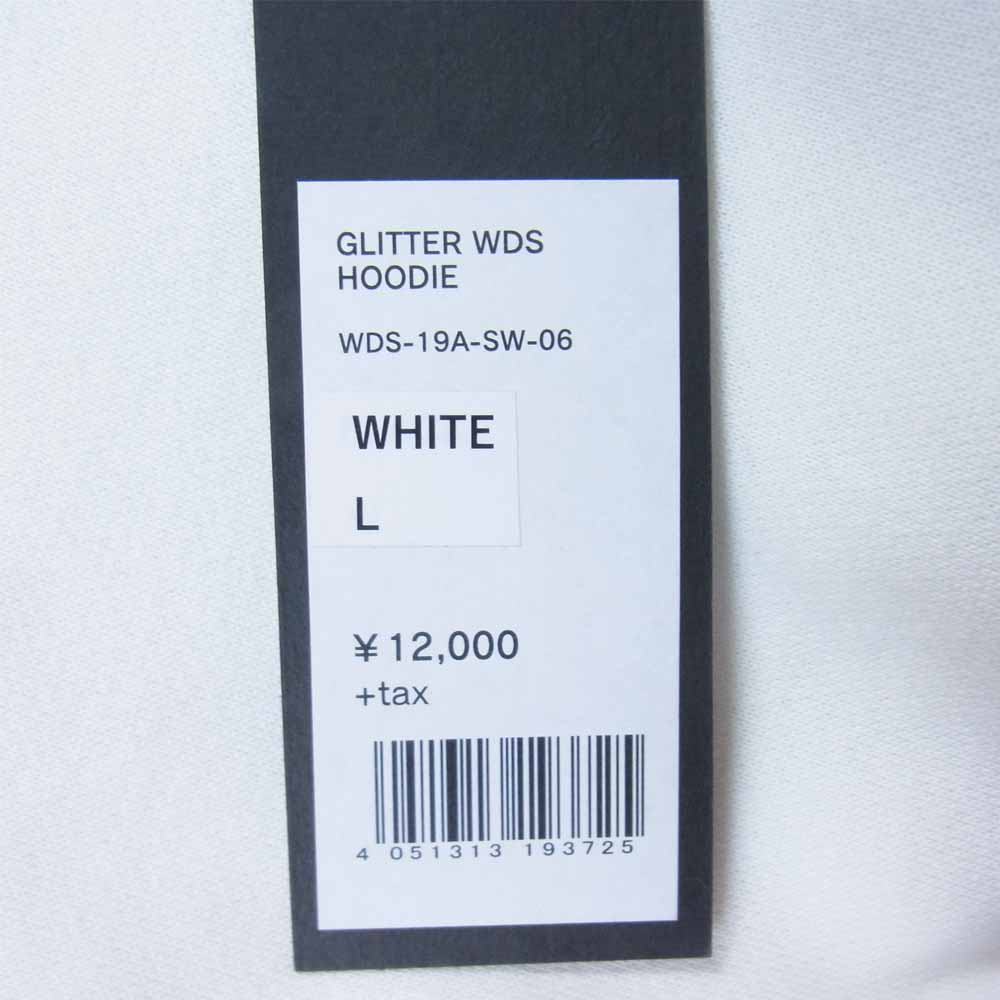 WIND AND SEA ウィンダンシー WDS-19A-SW-06 GLITTER WDS HOODIE グリッター ロゴ刺繍 フーディ ホワイト系 L【新古品】【未使用】【中古】