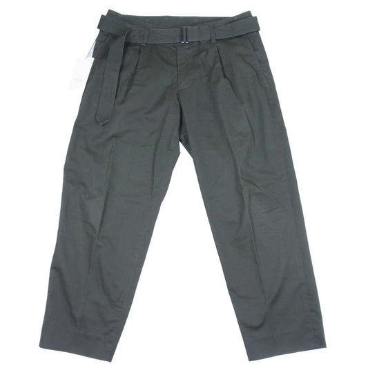 クオン 21SS 2101-PT0610 Belted Chino Pants ワンタック ベルテッド チノ パンツ チャコール系 L【新古品】【未使用】【中古】