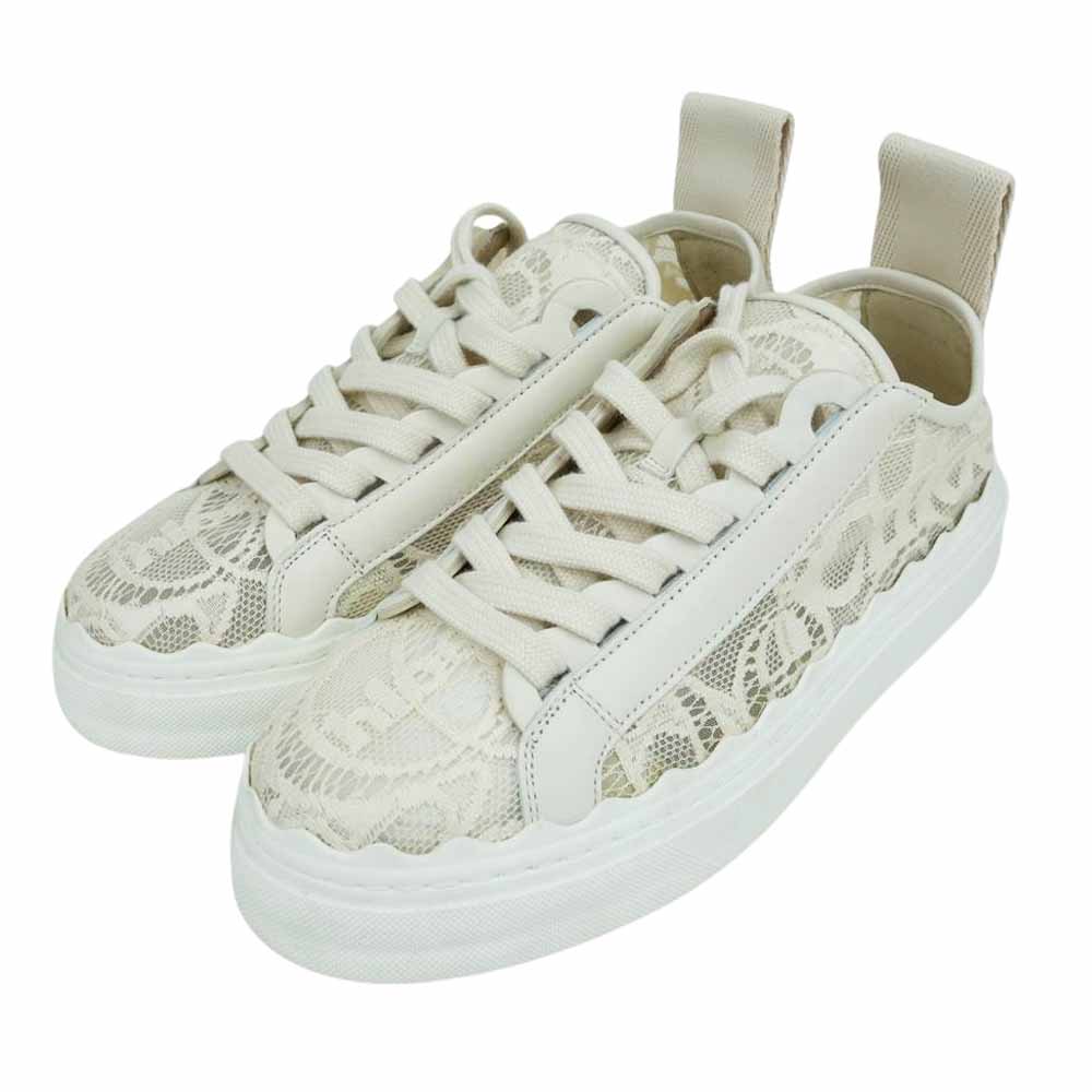 Chloe クロエ LAUREN ローレン レース スニーカー  オフホワイト系 約22.5㎝【中古】