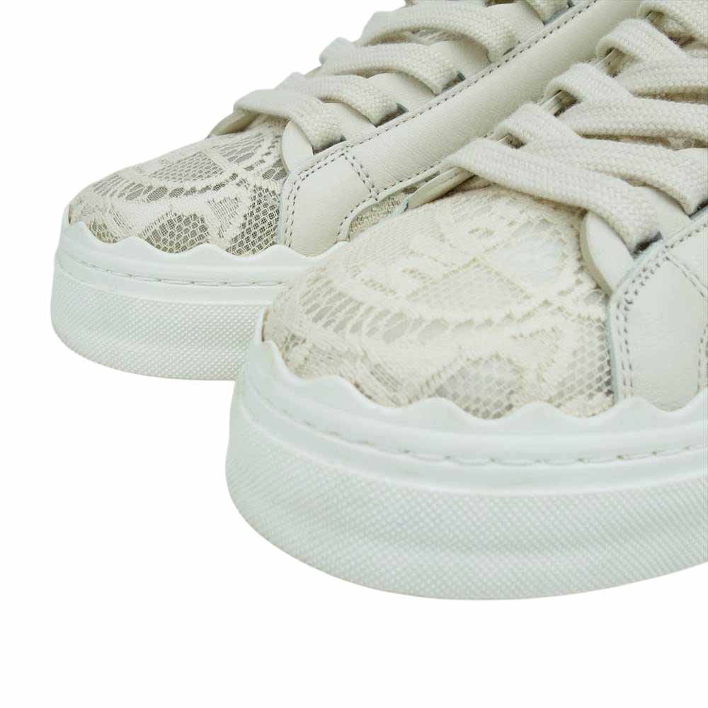 Chloe クロエ LAUREN ローレン レース スニーカー  オフホワイト系 約22.5㎝【中古】
