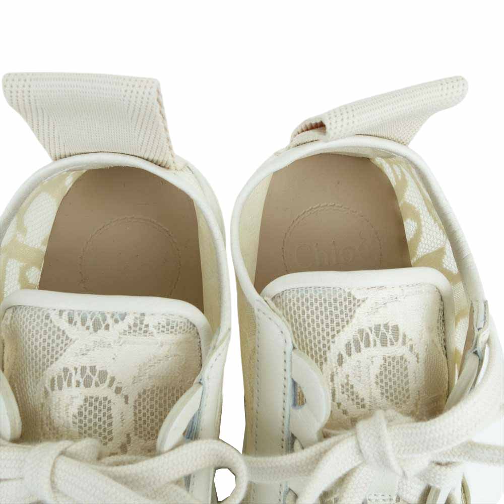 Chloe クロエ LAUREN ローレン レース スニーカー  オフホワイト系 約22.5㎝【中古】