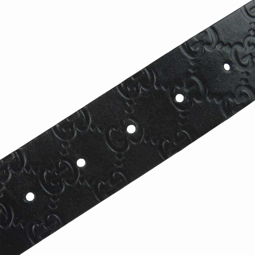 GUCCI グッチ 182320 497717 85 34 Guccissima Square G Belt インターロッキング G ロゴ レザー ベルト ブラック系【中古】