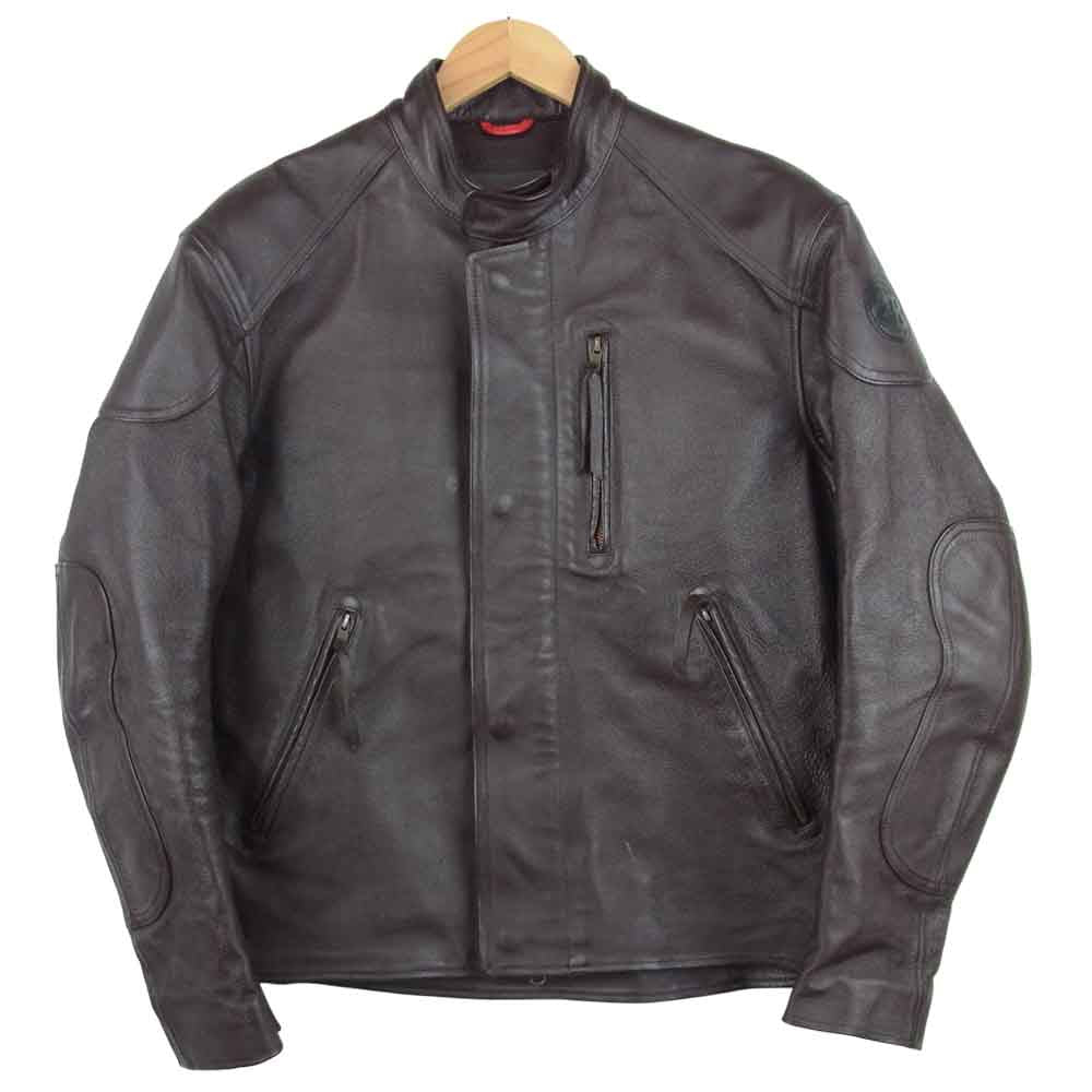 ジンバ 牛革製 ライディング レザー ジャケット ダークブラウン系 LL【中古】