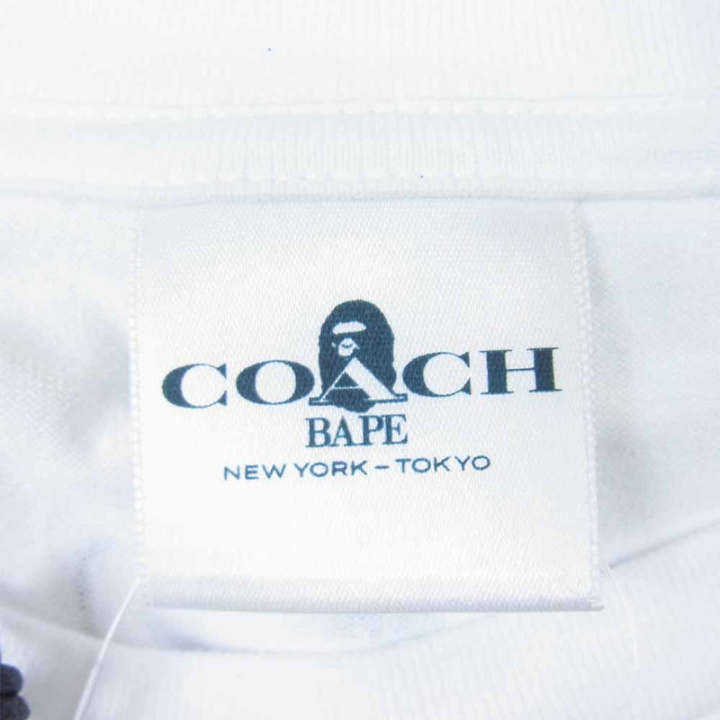 A BATHING APE アベイシングエイプ 1H73109902 × COACH コーチ COLLEGE TEE カレッジ Tシャツ ホワイト系 L【極上美品】【中古】