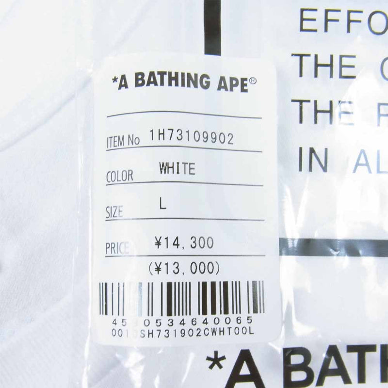 A BATHING APE アベイシングエイプ 1H73109902 × COACH コーチ COLLEGE TEE カレッジ Tシャツ ホワイト系 L【極上美品】【中古】