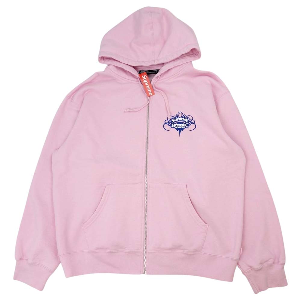 Supreme シュプリーム 21SS × HYSTERIC GLAMOUR ヒステリックグラマー Zip Up Hooded Sweatshirt ジップアップ スウェット パーカー ピンク系 L【美品】【中古】