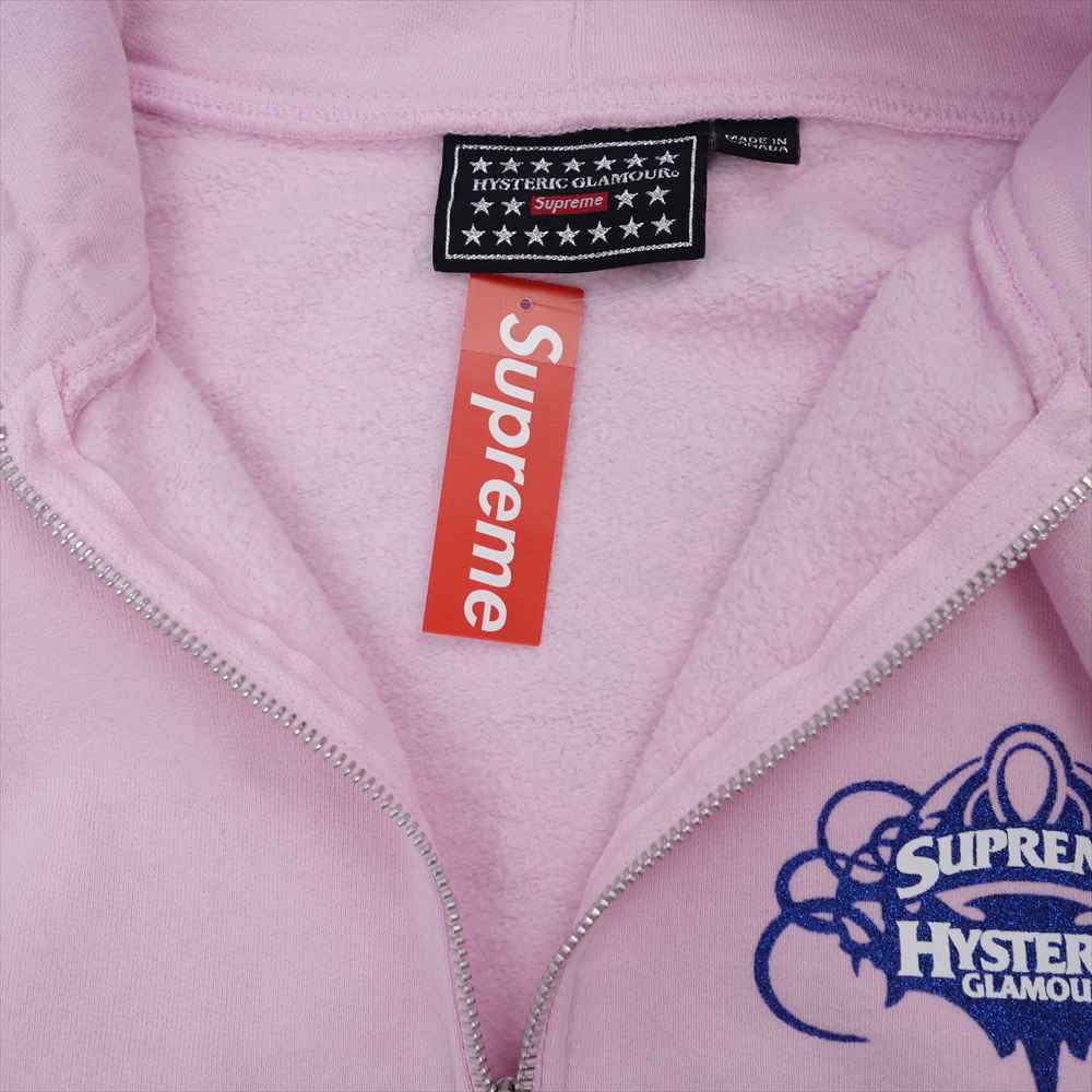 Supreme シュプリーム 21SS × HYSTERIC GLAMOUR ヒステリックグラマー Zip Up Hooded Sweatshirt  ジップアップ スウェット パーカー ピンク系 L【美品】【中古】